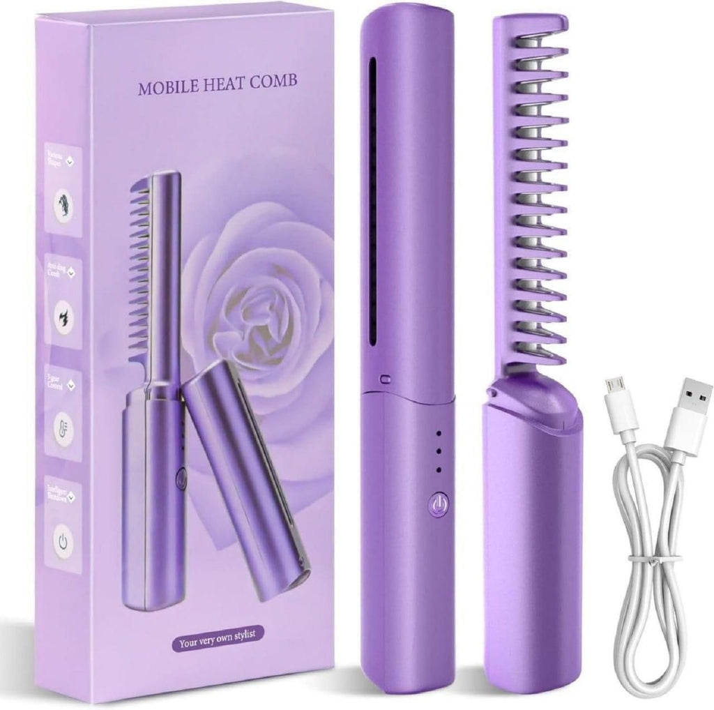 Meneflix Cordless Mini Hair Straightener & Hot Comb