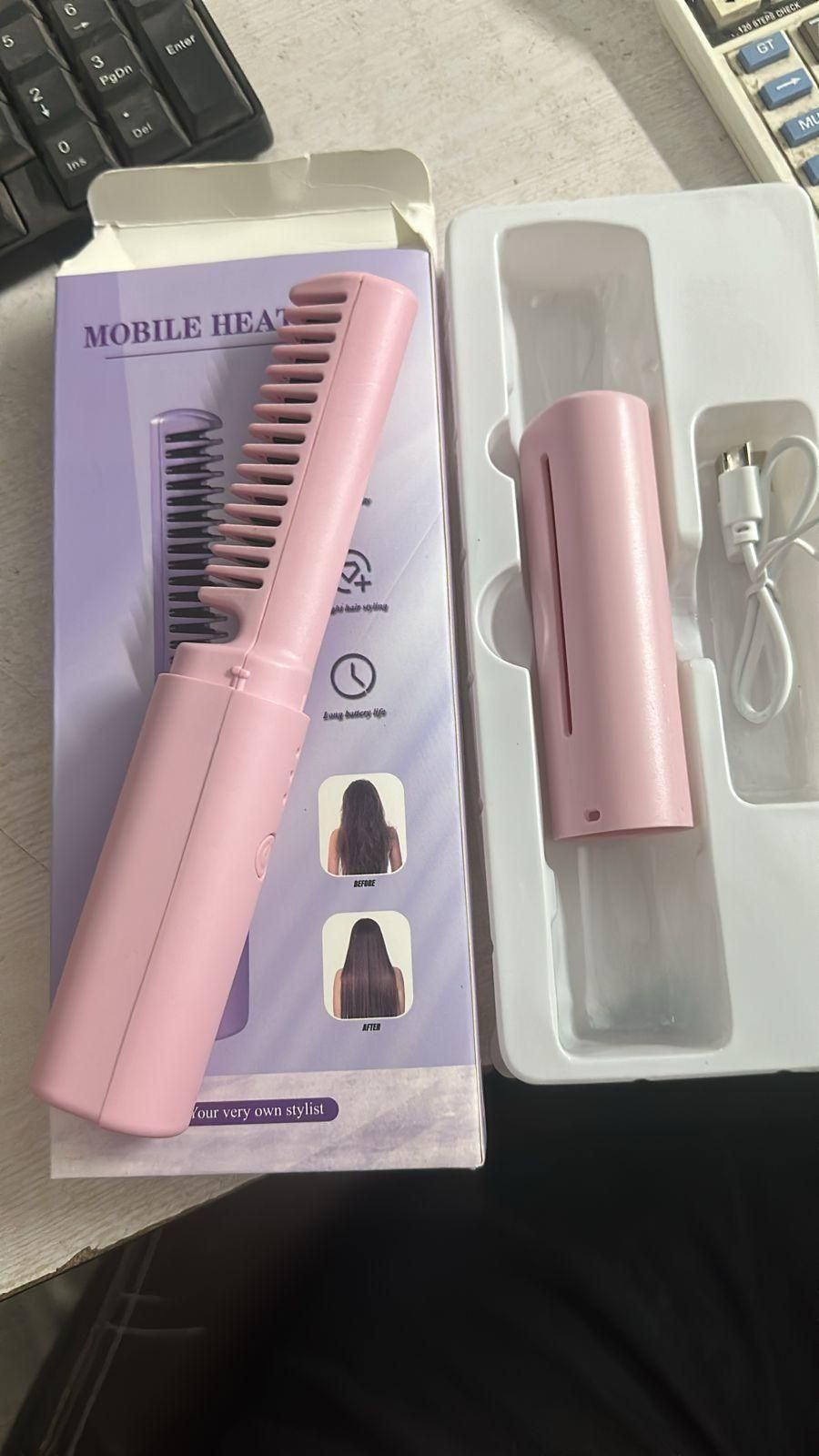 Meneflix Cordless Mini Hair Straightener & Hot Comb